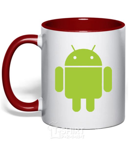 Mug with a colored handle ANDROID red фото