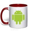 Mug with a colored handle ANDROID red фото