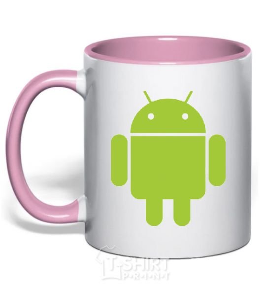 Mug with a colored handle ANDROID light-pink фото