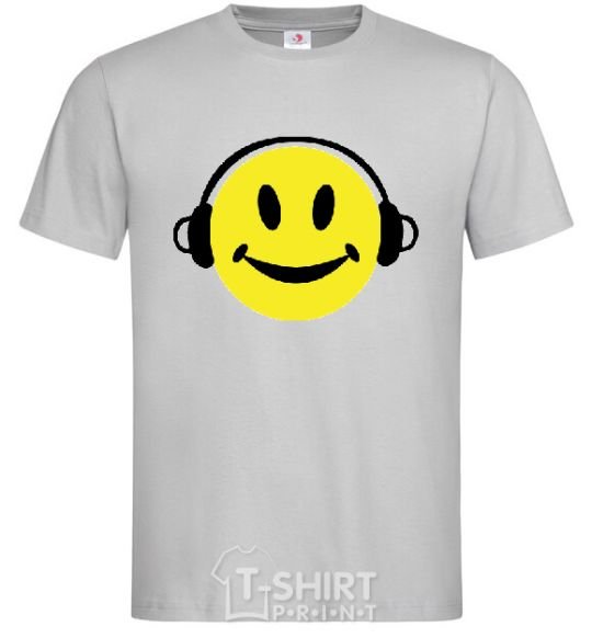 Men's T-Shirt HEADPHONES SMILE grey фото
