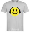 Men's T-Shirt HEADPHONES SMILE grey фото