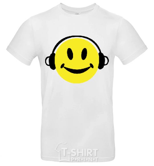 Men's T-Shirt HEADPHONES SMILE White фото
