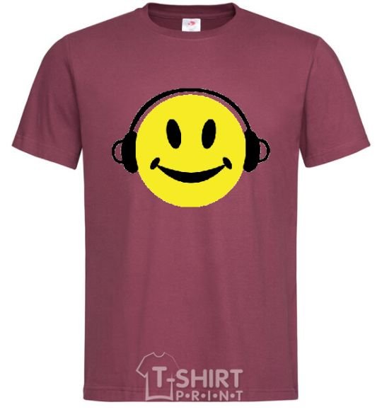 Men's T-Shirt HEADPHONES SMILE burgundy фото