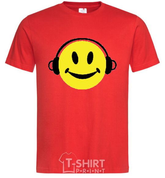 Men's T-Shirt HEADPHONES SMILE red фото