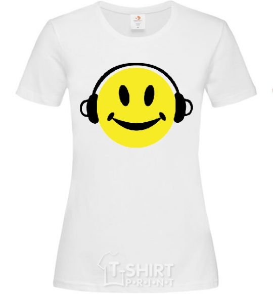 Women's T-shirt HEADPHONES SMILE White фото
