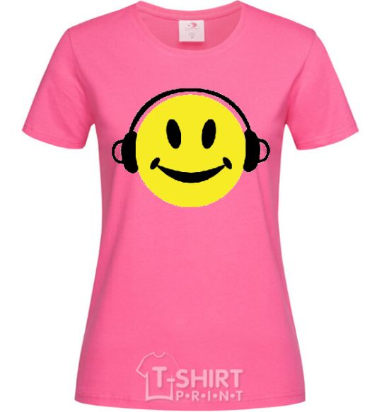 Женская футболка HEADPHONES SMILE Ярко-розовый фото