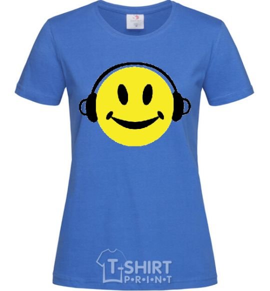 Women's T-shirt HEADPHONES SMILE royal-blue фото