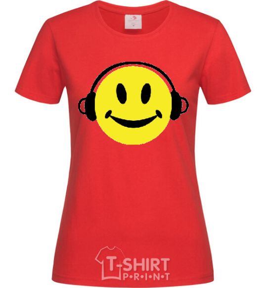 Women's T-shirt HEADPHONES SMILE red фото