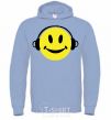 Men`s hoodie HEADPHONES SMILE sky-blue фото