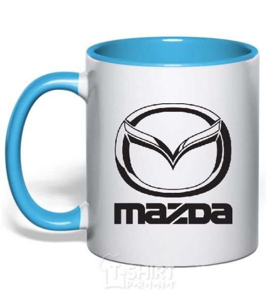 Mug with a colored handle MAZDA sky-blue фото