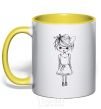 Mug with a colored handle SWEET GIRL yellow фото