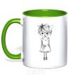 Mug with a colored handle SWEET GIRL kelly-green фото