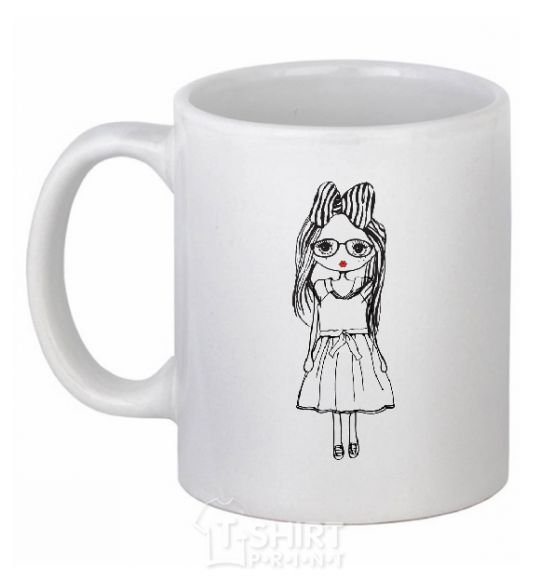 Ceramic mug SHY GIRL White фото