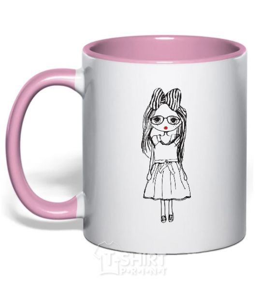 Mug with a colored handle SHY GIRL light-pink фото