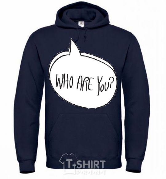 Men`s hoodie WHO ARE YOU navy-blue фото