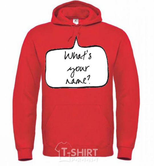 Men`s hoodie WHAT'S YOUR NAME? bright-red фото