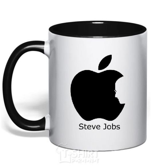 Mug with a colored handle STEVE JOBS black фото