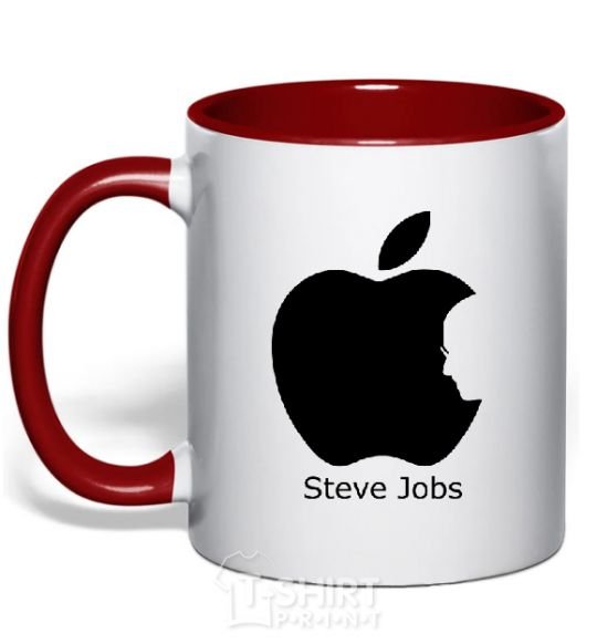 Mug with a colored handle STEVE JOBS red фото