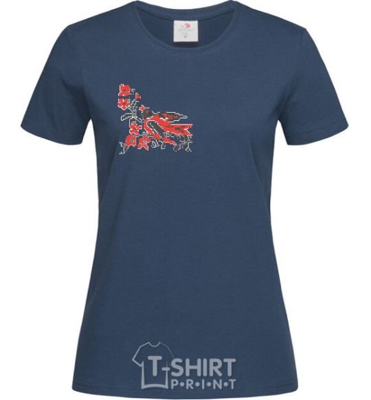 Women's T-shirt Bird - embroidered shirt navy-blue фото