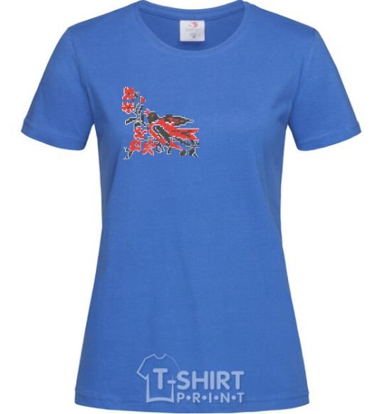 Women's T-shirt Bird - embroidered shirt royal-blue фото