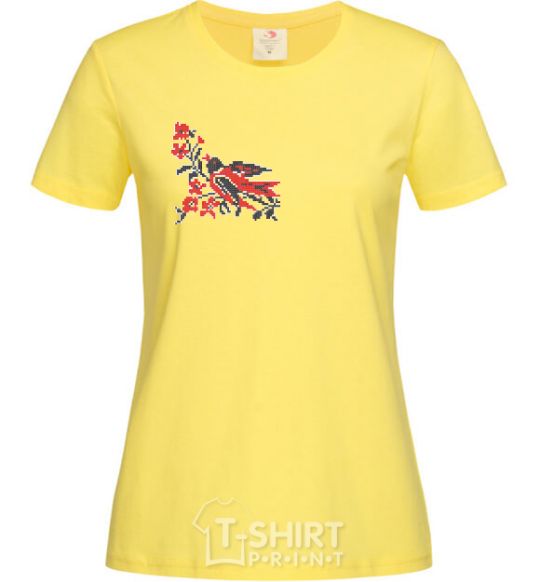 Women's T-shirt Bird - embroidered shirt cornsilk фото