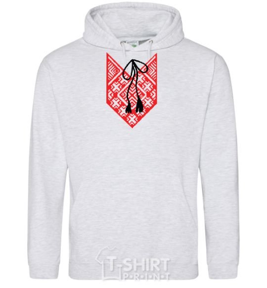 Men`s hoodie Red embroidery sport-grey фото