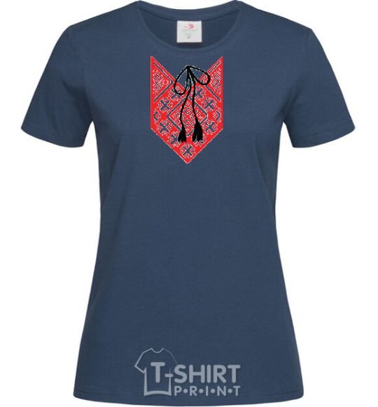 Women's T-shirt Red embroidery navy-blue фото