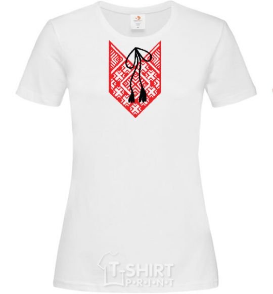 Women's T-shirt Red embroidery White фото
