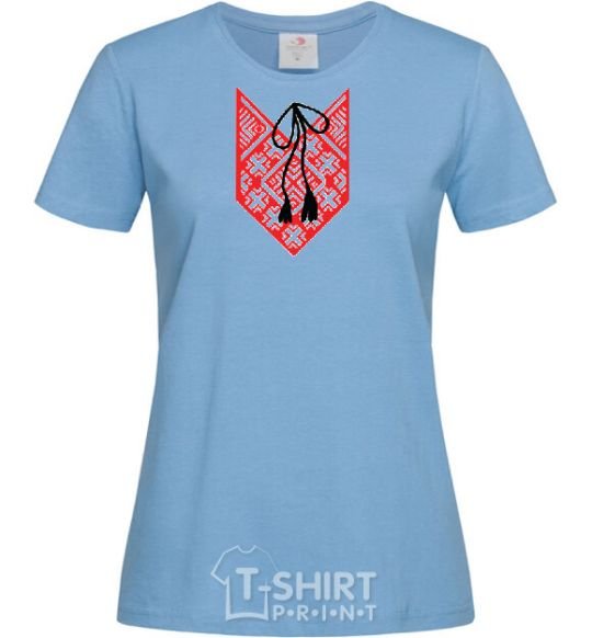 Women's T-shirt Red embroidery sky-blue фото