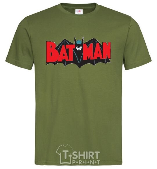 Мужская футболка BATMAN надпись с летучей мышью Оливковый фото