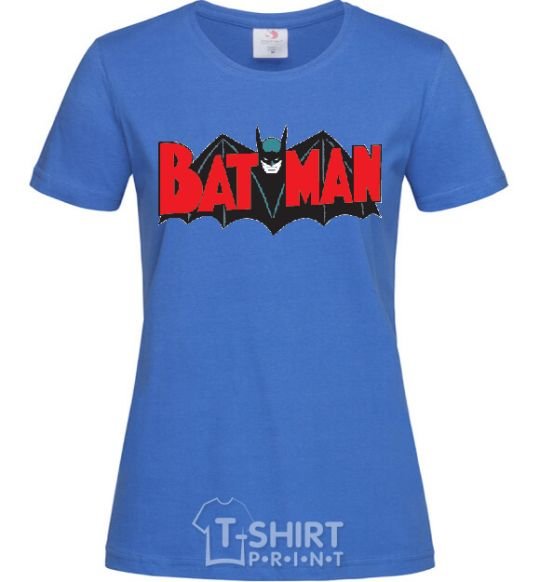 Женская футболка BATMAN надпись с летучей мышью Ярко-синий фото