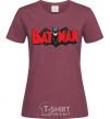 Women's T-shirt BATMAN bat lettering burgundy фото