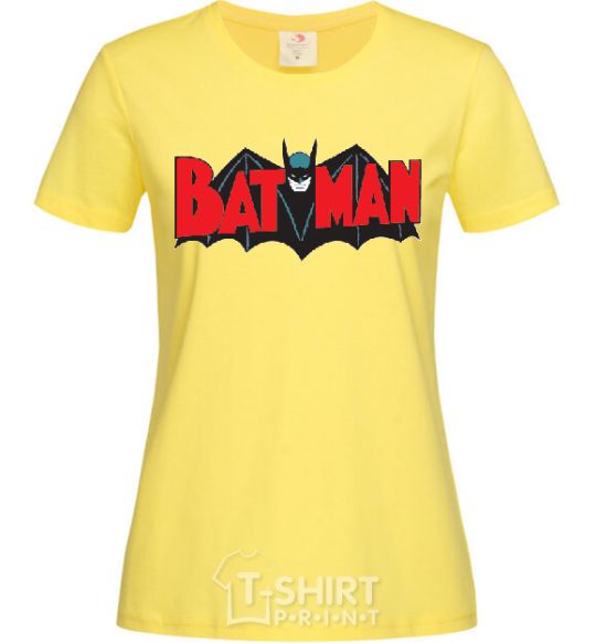 Women's T-shirt BATMAN bat lettering cornsilk фото