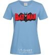 Women's T-shirt BATMAN bat lettering sky-blue фото