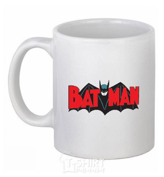 Ceramic mug BATMAN bat lettering White фото