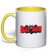 Mug with a colored handle BATMAN bat lettering yellow фото