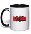 Mug with a colored handle BATMAN bat lettering black фото