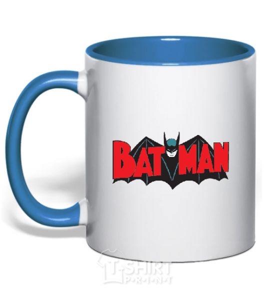 Mug with a colored handle BATMAN bat lettering royal-blue фото