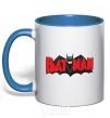 Mug with a colored handle BATMAN bat lettering royal-blue фото