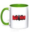 Mug with a colored handle BATMAN bat lettering kelly-green фото