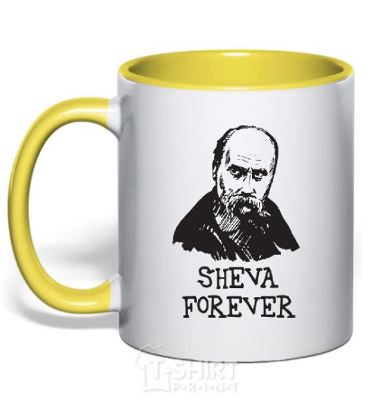 Mug with a colored handle Sheva forever yellow фото