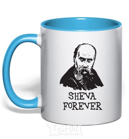 Mug with a colored handle Sheva forever sky-blue фото