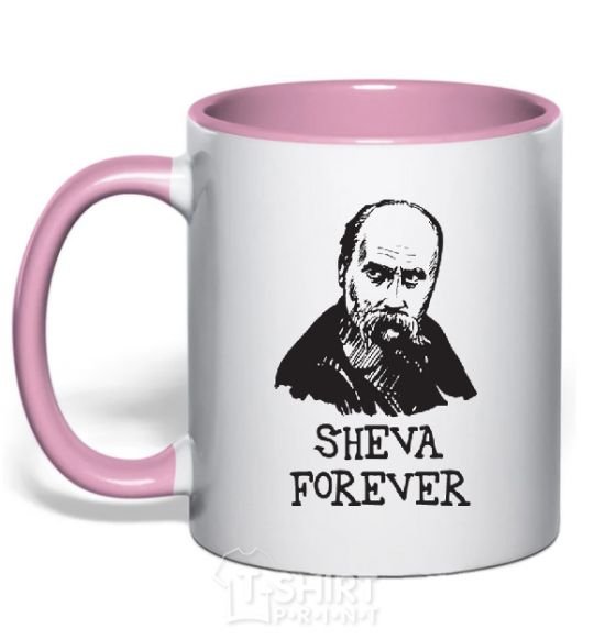 Mug with a colored handle Sheva forever light-pink фото