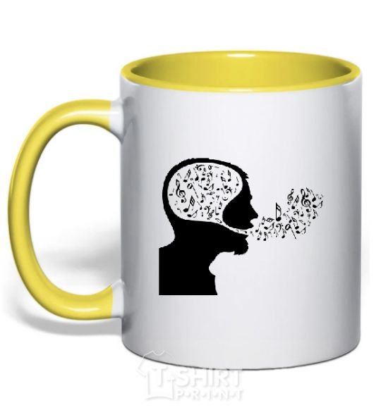 Mug with a colored handle MM notes yellow фото