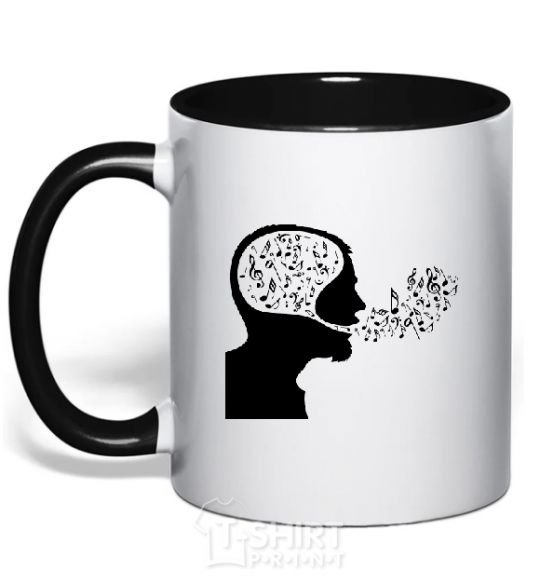 Mug with a colored handle MM notes black фото