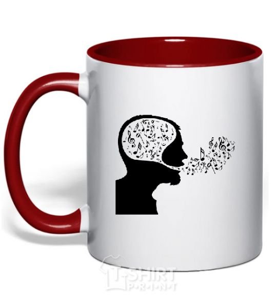 Mug with a colored handle MM notes red фото