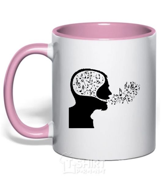 Mug with a colored handle MM notes light-pink фото