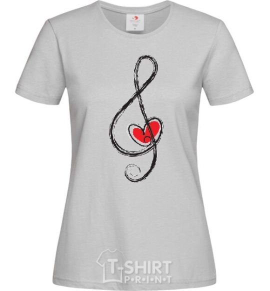 Women's T-shirt TREBLE CLEF grey фото