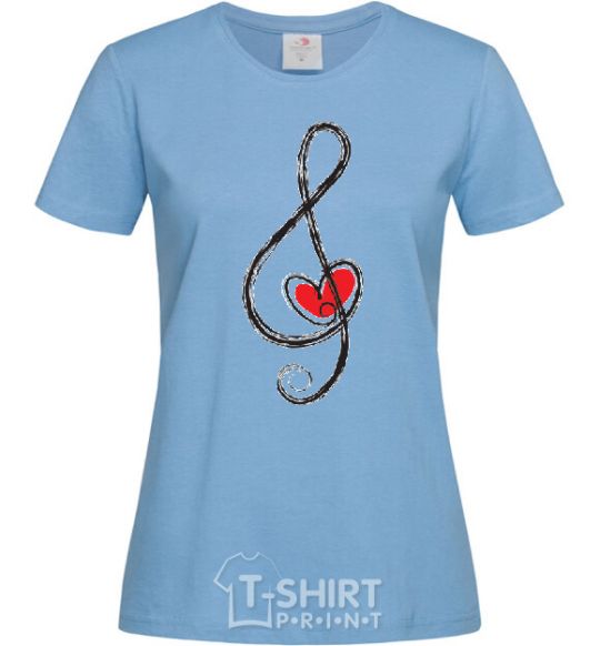 Women's T-shirt TREBLE CLEF sky-blue фото