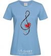 Women's T-shirt TREBLE CLEF sky-blue фото